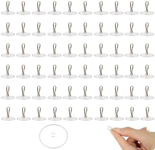 Icyowls 60 Stück Transparente Selbstklebende Deckenhaken, Haken Decke ohne Bohren, Klebehaken Wand für Lichterkette, Party Deko, Küche, Bad, Schlafzimmer, Weihnachten