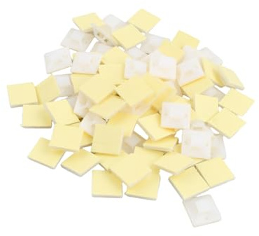 200 Pcs Cable Tie Mounts, 18 mm x 18 mm Sticky Cable Tie Pads, Self-Adhesive Nylon Cable Tidy Clips, Cable Ties Holder, Self Adhesive Cable Clips Set for Home Office Garage and Workshop