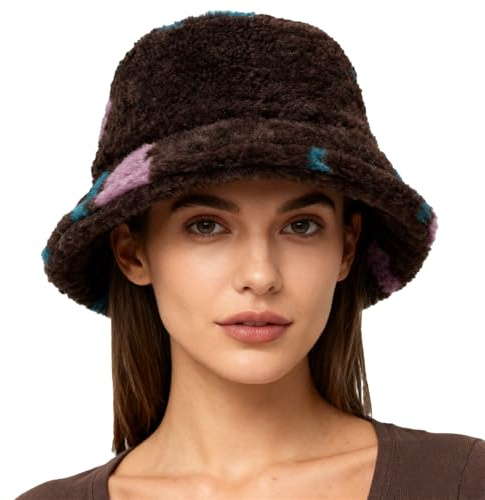 Fischerhut Damen Winter Warme Mütze Fluffy Bucket Hat Flauschige Wintermütze Plüsch Fischermütze Damen Modisches Accessoire Für Outdoor Wandern Reisen