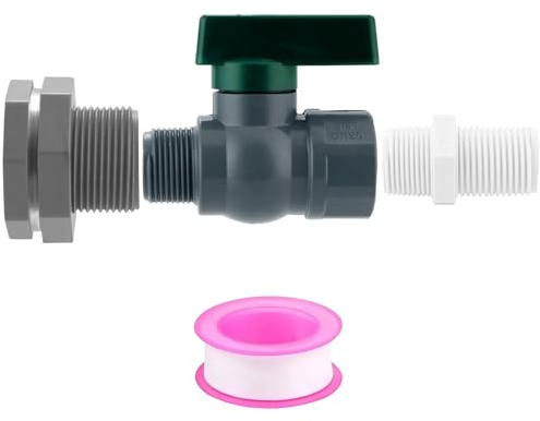 ZYMIADOU Set di raccordi professionali multiuso in PVC per barili di pioggia Installazione include accessori per nastro sigillante filettato Set di beccucci per nastro sigillante