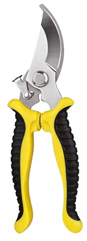 Tijeras de jardín, tijeras para plantas, hoja de acero inoxidable, mango antideslizante, diámetro de corte 15 mm, para cortar ramas y flores, longitud total 19 cm