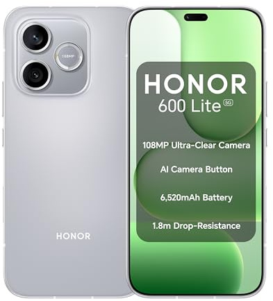Honor 600 Lite 16,8 cm [6.6] Doppia SIM Android 16.0 5G USB tipo-C 8 GB 256 GB 6520 mAh Grigio (HONOR 600 LITE 8GB 256GB GREY)