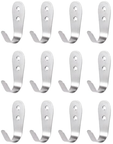 COOPHYA 12 Ganchos de Acero Inoxidable en Forma, 1,5mm, Resistentes y Estables para Colgar Ropa y Toallas en Cocina o Recibidor
