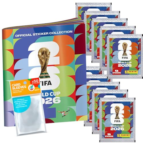 Adesivi Coppa del Mondo 2026 - 1 album di scrapbooking, 10 sacchetti + bustine esclusive Collect-it (set di marca propria)