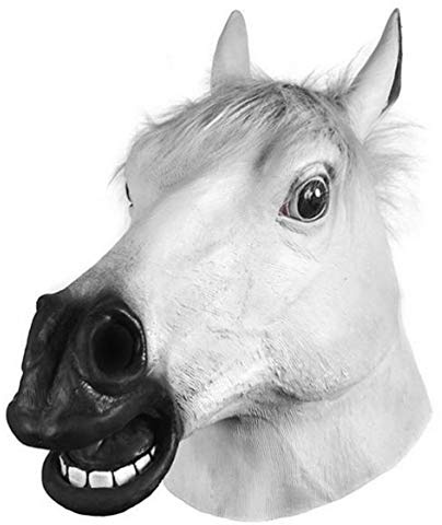 Skrämmande vit hästhuvudmask för halloween, cosplay, maskeradfest