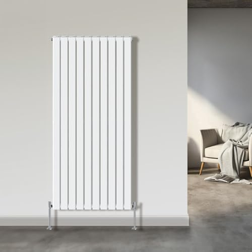 NRG 1800x680mm Vertical Radiator White Double Flat Panel Designer Radiator | Central Heating Rad, Tall Radiator, Mild Steel, Radiator Wall Mounted, Double Panel, for Bathroom, Kitchen, Living Room