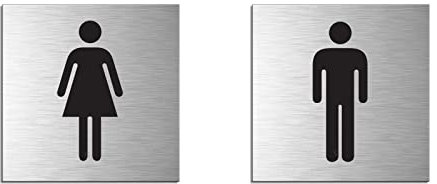 Schild WC Toilettenschild Damen + Herren Türschilder 2er-Set Aluminium Edelstahloptik 80x80 mm Nr.11907