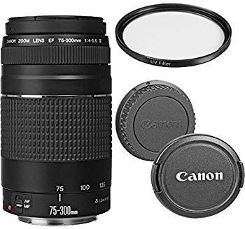Canon EF 75-300mm f/4-5.6 III Telephoto Zoom Lens with UV Filter (Renewed)