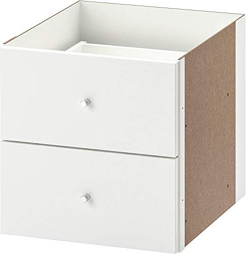 BPIL KALLAX Einsatz mit 2 Schubladen Hochglanz-Weiß Aufbewahrungseinheit 33 x 33 cm