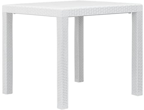 vidaXL Gartentisch Weiß 79x79x72 cm Kunststoff Rattan-Optik