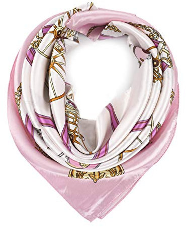 YOUR SMILE Seiden-Haptik-Schal für Damen, modisches Muster & einfarbig, groß, quadratisch, Satin Kopftuch - -