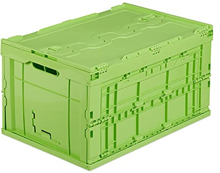 Relaxdays Profi Transportbox stabil, Gewerbe, hochwertiger Kunststoff, Qualität, PP, Grün, 60 L, HxBxT 32,5x58,5x39,5cm
