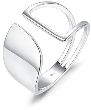 925 Sterling Damen Ring Silber Verstellbar,Durchbrochene Linie Einfache Temperament Persönlichkeit Ring Für Frauen Kreative Hübsch Kleidung Geburtstagsgeschenk Und Veranstaltungsräume