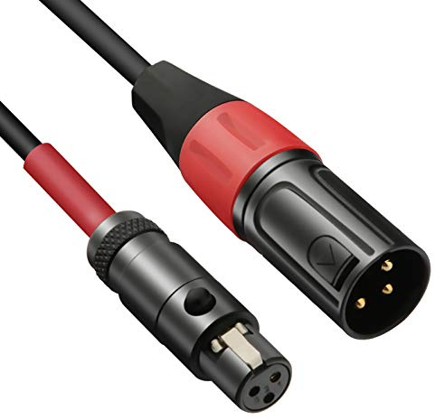 JOMLEY 3-poliges Mini-XLR-Buchse (TA3F) auf normales XLR-Stecker Pro-Ansteckmikrofonkabel - 1 Meter