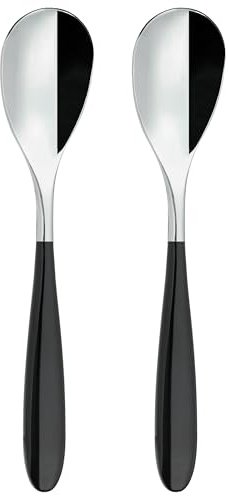 Grunwerg Yin & Yang Dessert Spoons 2DS650BK, 18/10 Stainless Steel, Set of 2, Black
