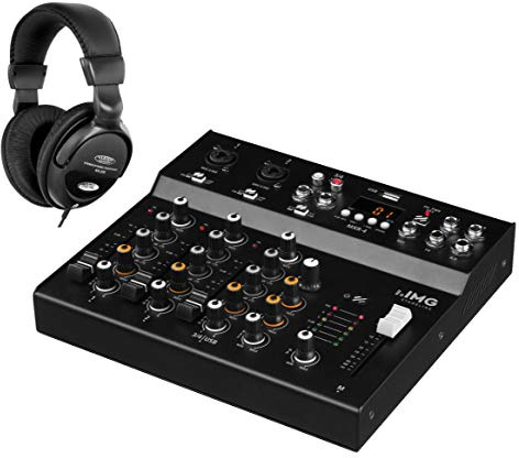 IMG Stageline MXR-4 USB-mixer med Bluetooth-set (IMG MXR-4 4 kanal USB-mixer med Bluetooth och MP3-spelare inkl. hörlurar) svart