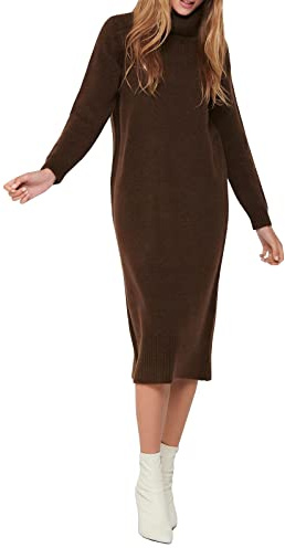 Only Onlbrandie L/S Roll Neck Dress Knt Noos Vestito, Chicory Coffee, S Donna