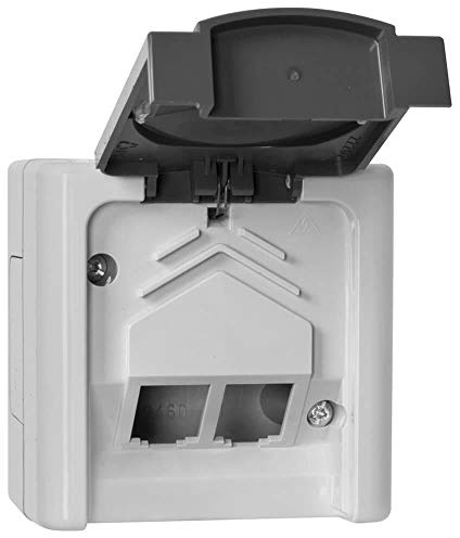 Blue Electric - Aufputz-Feuchtraum Leergehäuse, für 2 CAT Module, IP44, Farbe: grau