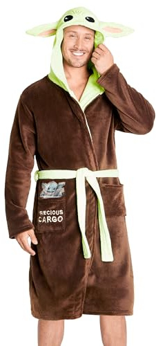 Disney Den mandaloriska baby yoda -klänningen för män, mandalorisk huva badrock, mäns gåvor, L, Brun
