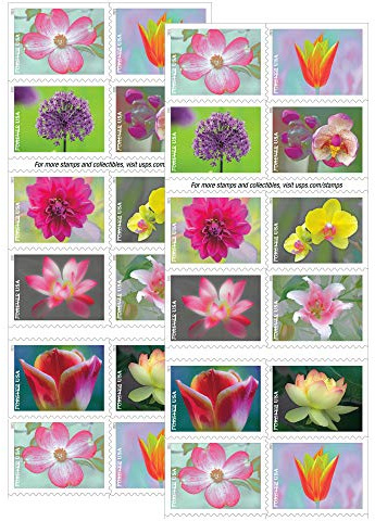 USPS Garden Beauty Forever Postage Stamps 2 Books of 20 US Postal First Class Wedding Celebration Anniversary Flowers Party (40 Stamps)