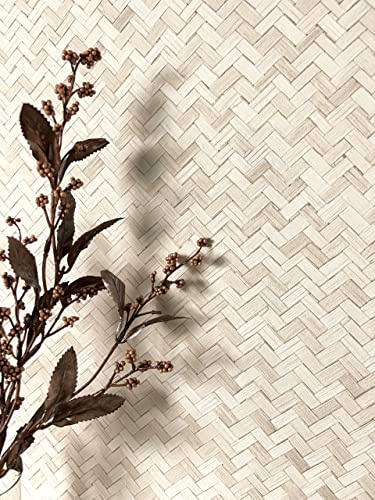Newroom Vliestapete Beige Rattanoptik Boho Mustertapete | Geflochtene Korbstruktur, Fischgrätgeflecht, Wandtapete natürlich, Landhaus skandinavisch, Wohnzimmer Schlafzimmer Flur