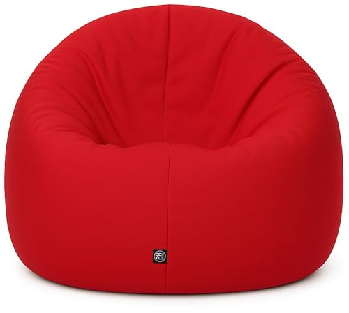 Patchhome - Pouf 2 in 1, cuscino da pavimento, poltrona a sacco da gaming, per adulti e bambini, con imbottitura (Ø 100 cm, rosso)