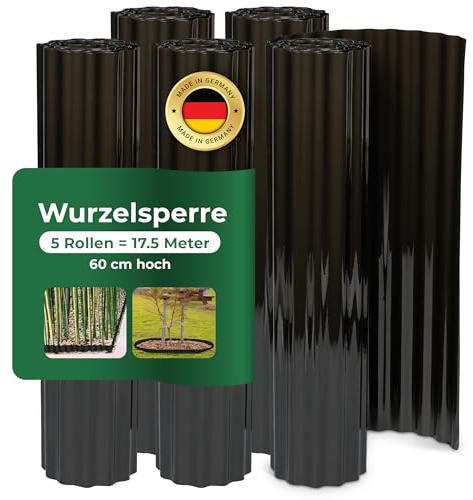 Novatool 5 Stück Wurzelsperre Rhizomsperren I 3,5 x 0,60 m I Schwarz I individuell formbar I Wurzelschutzbahn Rhizomsperre für Bambus Wurzelstopp Unkrautsperre Wurzelbarriere Rasenkante