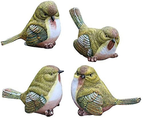 Gartenstatue, 4 Stück, niedliche Harz-Ornamente, Vögel, Skulptur, Ornamente, Vogelform, Dekoration für Zuhause, Büro, Mini-Garten