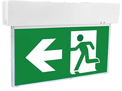 NCC-Licht LED Fluchtwegbeleuchtung Notleuchte 5,5W mit Piktogrammen & tauschbaren Akku, Sicherheitsbeleuchtung für Wand- & Deckenmontage
