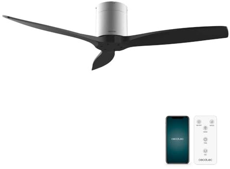 Cecotec Deckenventilator EnergySilence Aero 5500 Aqua IronBlack Connected | 40-W-DC-Motor, 132 cm, WLAN-Steuerung, IP44, 3 Flügel, 6 Stufen, Fernbedienung, Timer bis 8 Std.