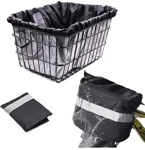 ZHYUAN Korbabdeckung,Fahrrad Korbabdeckung,Fahrradkorb Abdeckung,Korbabdeckung wasserdicht,Regenschutz Fahrradkorb für vorne, mit reflektierendem Streifen passt für die meisten Fahrradkörbe