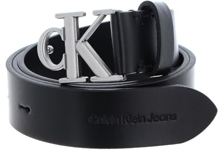 Calvin Klein CKJ Monogram Seasonal Mono Hardware Leather Belt 30MM W70 Black