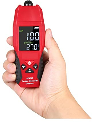 ,Detectores de gases 2 en 1 medidor de temperatura del analizador de monóxido de carbono CO Analizador de gas Calidad de aire Monitor de calidad Sensor de fugas de gas con alarma de luz de sonido