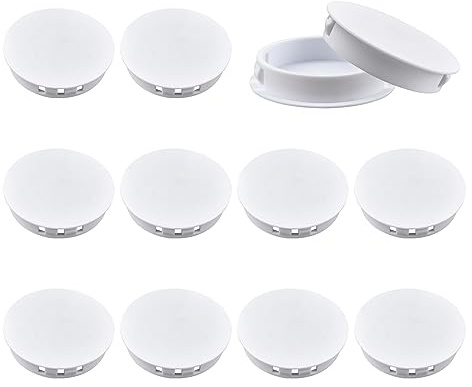 UFURMATE Nylon Hole Plug, 12Pcs 50mm/1.97 inch Round Plastic Hole Plugs Snap in Locking Hole Plugs Tube Pipe Insert End Caps for Kitchen Cupboard Cabinet Chair (White)