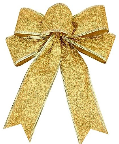 3 Stück Glitzer Weihnachtsschleifen Groß Weihnachtsbaum Bogen Schleife Weihnachtsbaumschmuck Weihnachtsdekorationsschleifen Weihnachtsbaumspitze Schleife Für Weihnachten Hochzeit Party Deko,Gold