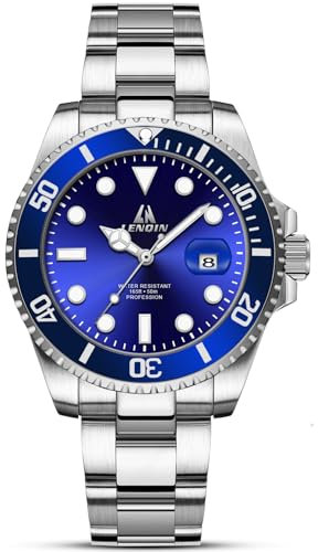 LN LENQIN Montre Homme Montres en Acier Inoxydable pour Hommes Quartz analogique étanche Poignet avec des Montres décontractées de Mode Lumineuse
