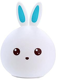 HOMSFOU Bunny Nachtlicht Aus Silikon Farbmodi Und Warmlicht Touchsteuerung Tragbare Led Lampe Für Kinderzimmer Für Weihnachten Geburtstage Und Feiertage Blau