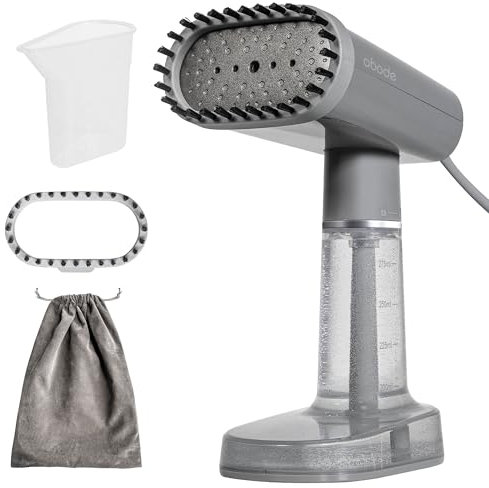 Abode Clothes Steamer Garment Steamer Portable Handheld 1000W Steam Iron in Grey for Home, Office, Travel, 300ML Detachable Large Capacity Water Tank, Wrinkle Remover AGS3001 (Grey)