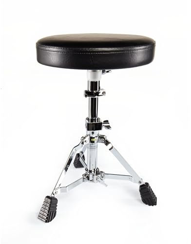 Drumhocker, Höhenverstellbar 36-48 cm, Faltbar, Komfortpolster, Stabile Hartgummifüße, Einstrebige Basis, Ideal für junge Schlagzeuger ab 3 Jahren, Platzsparend, Robust