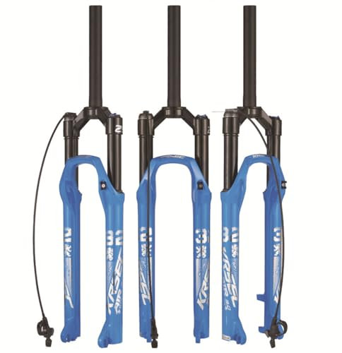 FukkeR Fahrrad Vorderradgabel Federgabel 1-1/8 Gerades Rohr Mountain Front Gabel Mountainbike Luftgabel 26 27.5 29 Zoll 120mm Hub Schnellspanner 9mm QR Scheibenbremse XC AM(Blue Remote,27.5inch)