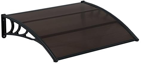 Auvent de Porte d'entrée Marquise d'accueil résistante aux intempéries ABS Polycarbonate Aluminium 150 x 100 cm Noir Marron 03_0004669