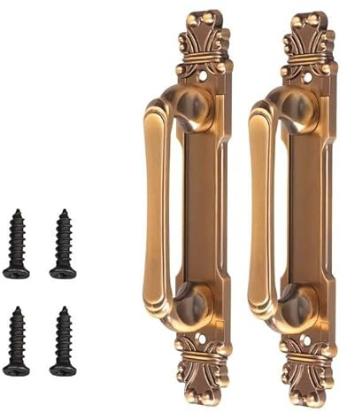 2Pcs Antique Brass Door Handles, Large European Elegance Kitchen Door Handles Pull, Cabinet Hardware with Mounting Screws, Antique Gold Handles For Most Doors Cabinet Drawer Wardrobes(28*5.2*4.5cm)