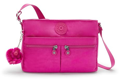 Kipling New Angie, Crossbody Femmes, Fuchsia Vif, 10.75''L x 8''H x 3''D