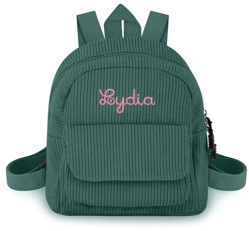 Personalisierter Rucksack mit Namen für Mädchen und Jungen, Individuell Bestickte Schultasche, Kleinkind-Schulkindergarten-Rucksack, Mini Rucksack Mädchen für Kleinkinder, Cord-Büchertasche für Kinder