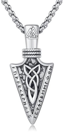 REDSUN Wikinger Pfeil Thors Hammer Kette 925 Sterling Silber ViKing Kreuz Hammer Kreuz Anhänger Keltisches Anhänger Amulett Schmuck für Herren Sohn Jungen Damen Männer Unisex