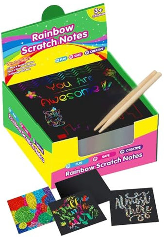 Zeichenbrett für Mädchen – Kratzpapier | Schwarze Notizkarten zum Rubbeln und für Kinder ab 3 Jahren, Kunsthandwerk für Geburtstage, Halloween, Weihnachten