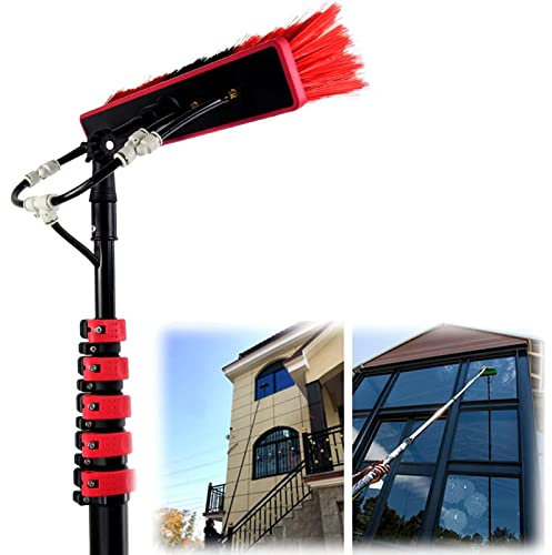 24ft Telescopic Water Fed Window Cleaning Pole Kit with Brush High Reach for Conservatory Solar Panel Extended Extension Hose Fed Equipment