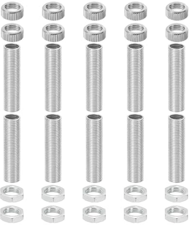 QUARKZMAN Pack of 10 G4 Lamp Hardware Fixtures Kit Fit for G4 Bulb Light | M10x40mm Thread Lamp Pipe Nipple, with Hex Nuts Socket Caps, Socket
