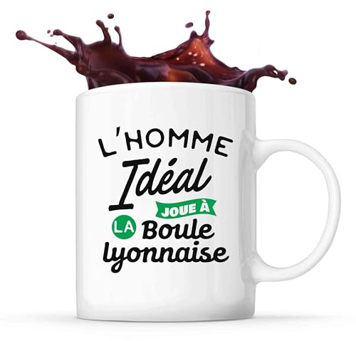 Otshirt Tasse L’homme idéal joue à la boule lyonnaise | Mug | Idée Tasse Personnalisable Cadeau Anniversaire Fête Original Famille Travail Départ Collègue Retraite Noël.