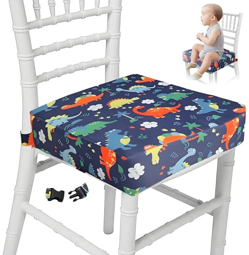 Toddler Booster Seat for Dining Chair, Portable Baby Booster Seat with Adjustable Straps Non-Slip Dinosaur Kids Travel Booster Cushion